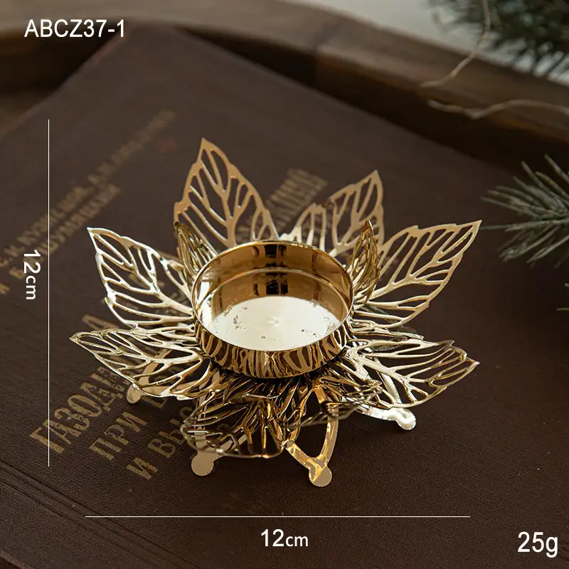 金色鐵藝雪花燭台桌面擺件
