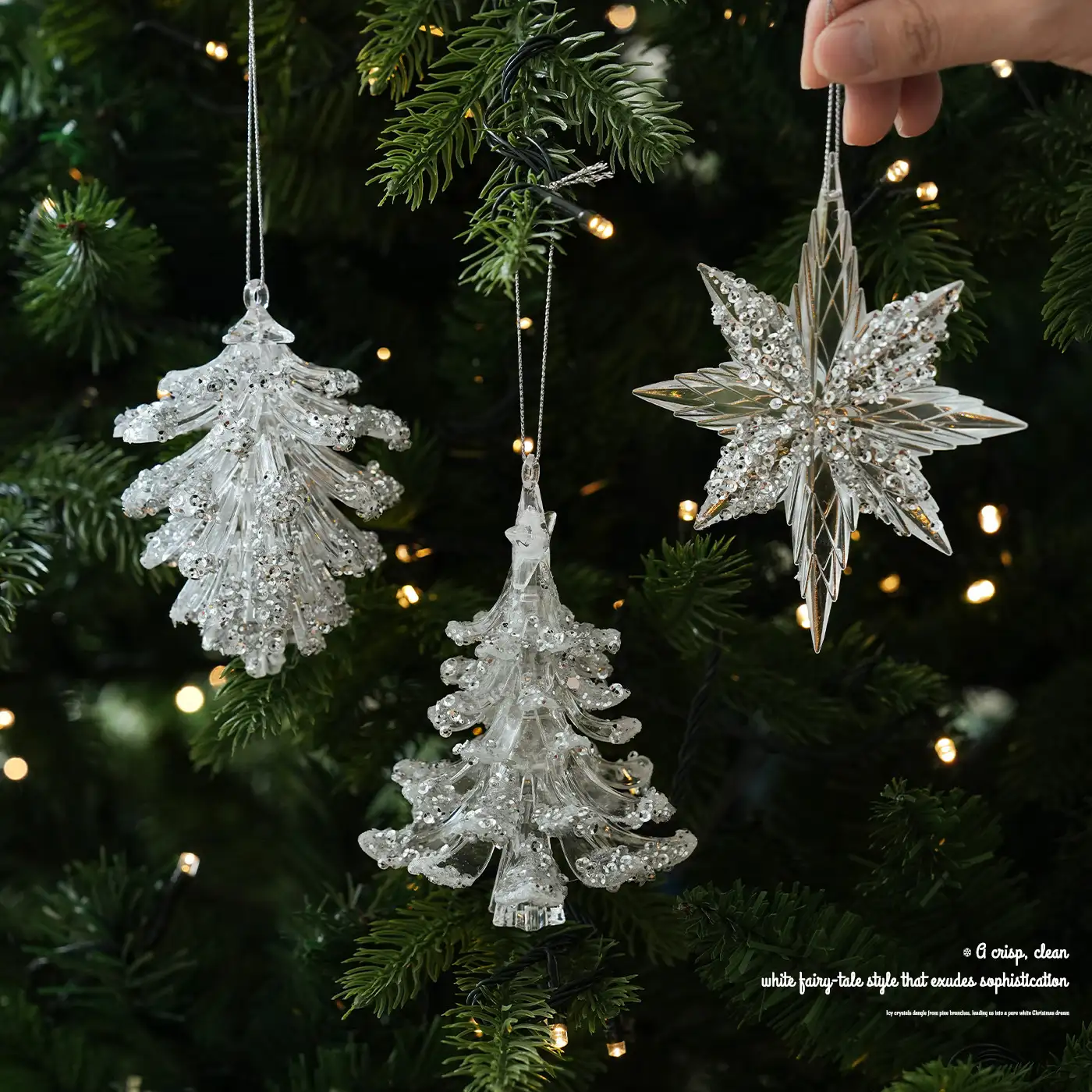 Transparent Acrylic Christmas Reindeer Hanging Ornament
