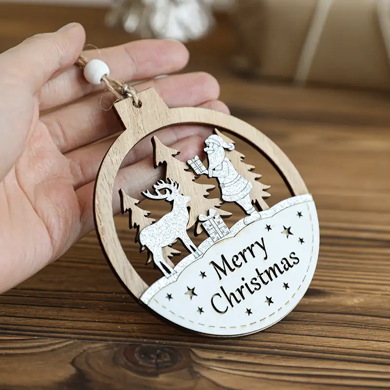 Natural Wood Color Irregular Christmas Tree Ornaments