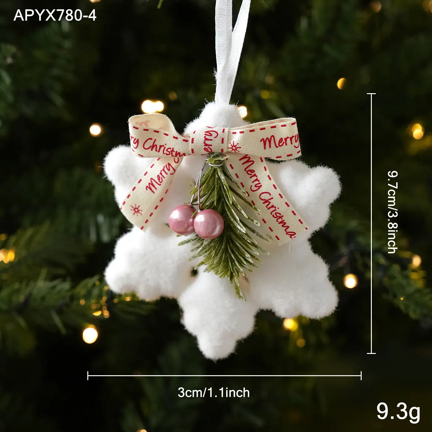 白色泡沫聖誕掛件 動物雪花款