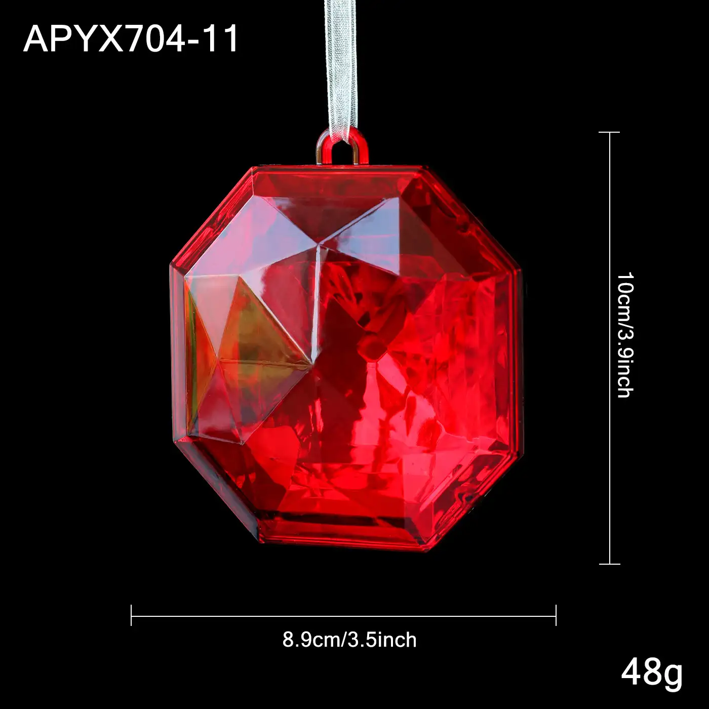 Red transparent snowflake Christmas hanging ornament