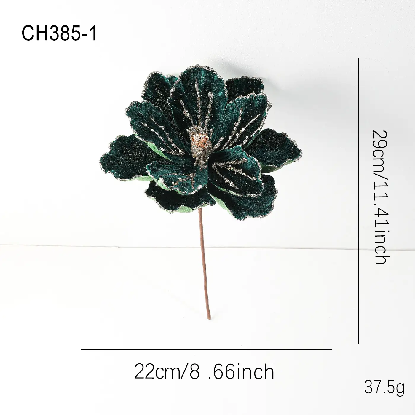 聖誕金粉植絨玉蘭仿真花