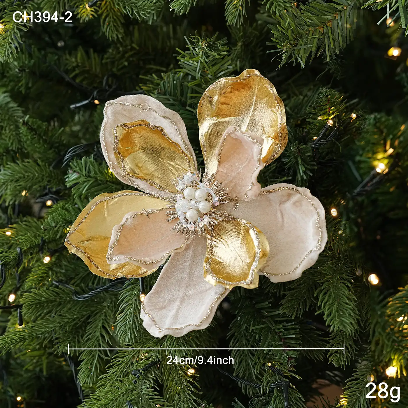 Multicolored Fabric Christmas Flower Hanging Ornament for Home and Party Decoration